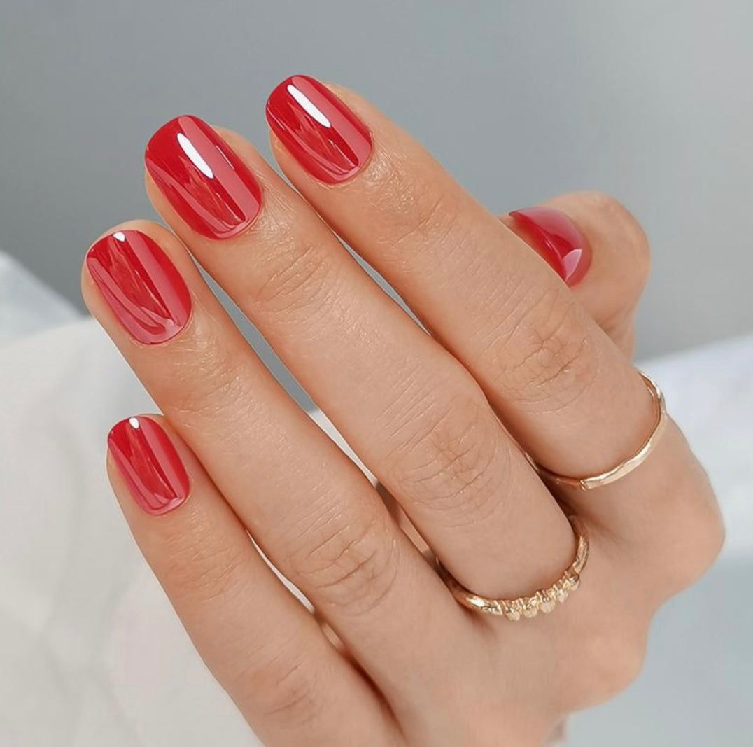 The Square Duo — Red Obsession & Timeless Glow (for short nail beds or nail biters)