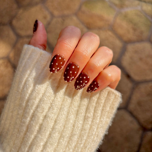 Brown Polka Dots — Extra Short (for short nail beds or nail biters)